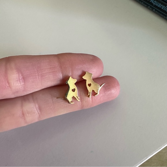 DOG LOVER GOLD Stainless Steel Stud Earrings with Gift Bag - Picture 4 of 7